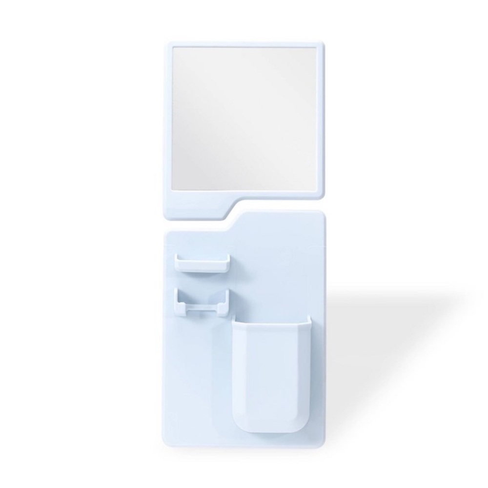 Minimalist Wall-Mounted Bathroom Organizer w/ Mirror – Modern Storage 🤍 - Picture 2 of 4